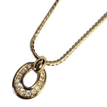 CHRISTIAN DIOR Dior Necklace Women's Brand Circle Round Transparent Stone Gold