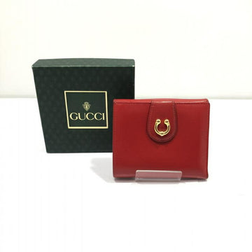GUCCI OLD Old Horseshoe Compact Wallet Red Bifold