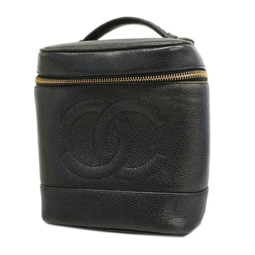 CHANELAuth  Women's Caviar Leather Vanity Bag Black