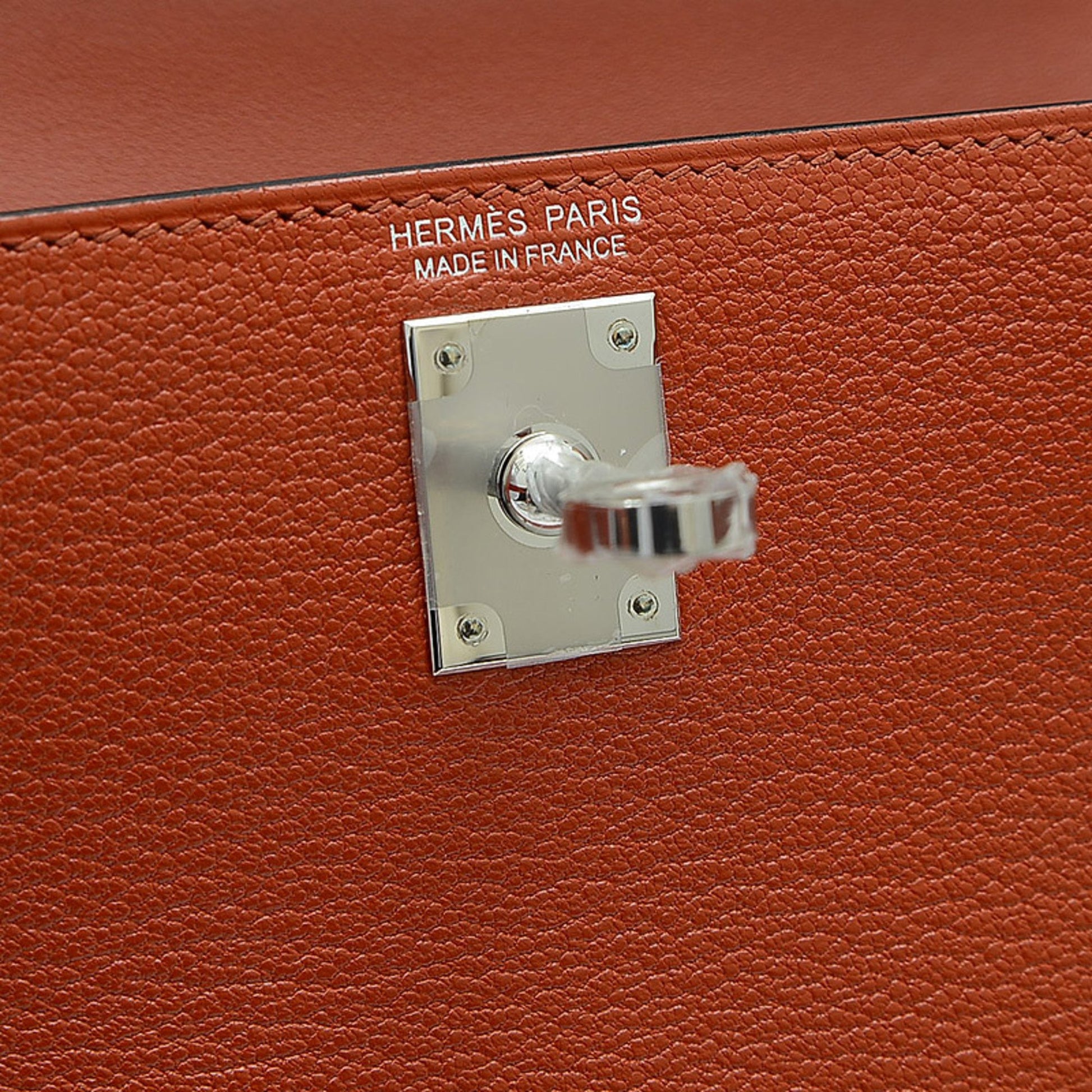 Hermes Kelly mini de Chevre handbag cuivre silver metal fittings U sta in  2023