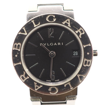 BVLGARI BB23SS Bulgari Quartz QZ Black Dial Watch Silver Ladies