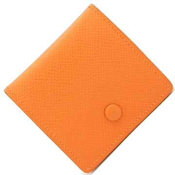HERMES Coin Case Orange Vaux Epsom K Engraved Manufactured in 2007 Purse Women's Wallet Square Box Type BOX