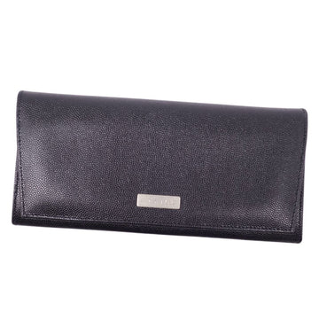 Celine Wallet Long Folded Plate Calf Leather Women's Black