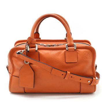 LOEWE Amazona 28 Anagram Handbag Boston Shoulder Bag Leather Orange 352.30.N03