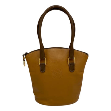 LOEWE Anagram Logo Leather Genuine Handbag Mini Tote Bag Brown Camel