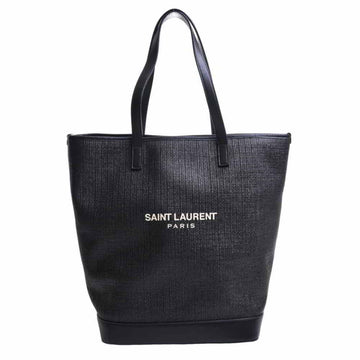 SAINT LAURENT raffia leather teddy tote bag 551595 black ladies