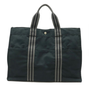 Hermes Four Tote GM Bag Shoulder Handbag Canvas Black Gray