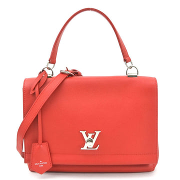 LOUIS VUITTON Handbag Shoulder Bag Lock Me Leather Red Silver Ladies M50363