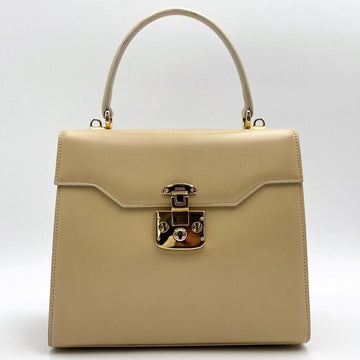 GUCCI Old Handbag Bag Beige Ivory Leather Ladies Vintage 000・2026・0256