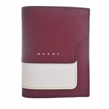 MARNI Leather Mini Bifold Wallet Bordeaux