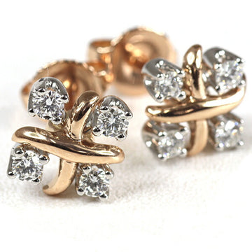 TIFFANY & Co. Jean Schlumberger Lynn Earrings Diamond AU750 Pink Gold Platinum Finished