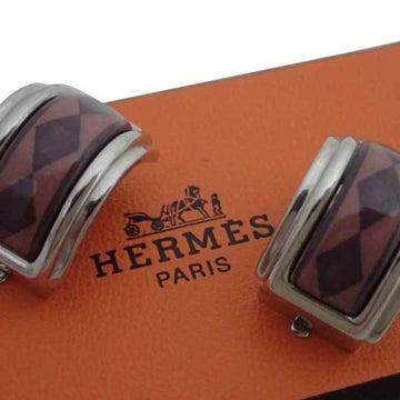 HERMES Earrings Cloisonne Enamel/Metal Silver x Purple Women's