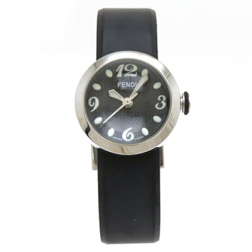 Fendi Boosla black dial SS rubber ladies QZ quartz watch 8010L
