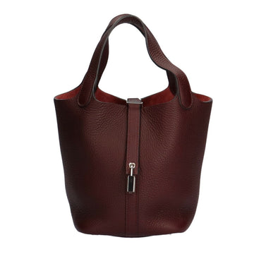 Hermes Picotin Lock PM Handbag Taurillon Clemence Rouge Serie Women's