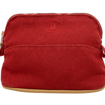 HERMES Bolide Pouch Mini Accessory Cotton Canvas Red