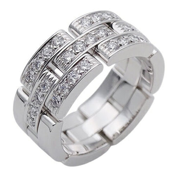 CARTIER Ring Women's 750WG Half Diamond Maillon Panthere White Gold #50 Approx. No. 10 Polished