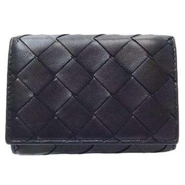 BOTTEGA VENETA Zipper Wallet Intrecciato Tiny 690568 Trifold Leather Black 083731