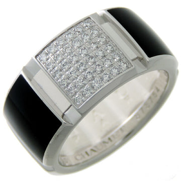 Chaumet Class One Diamond Onyx #53 Women's Men's Ring 750 White Gold Size 13.5 Black