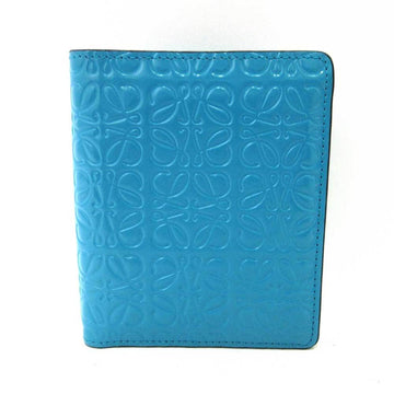 LOEWE wallet repeat compact zip turquoise blue mini bifold square anagram women's enamel leather