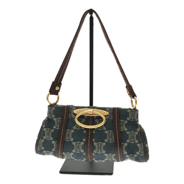 CELINE Accessory Pouch Paris Macadam Leather Denim Total Pattern One Handle Bag Ladies