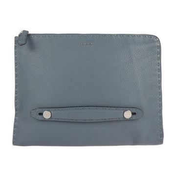 FENDI Selleria clutch bag 7M0225 leather blue gray second handbag