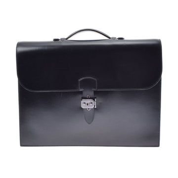 Hermes Sack Adepeche 41 Moonlight Black Ruthenium Metal Fittings  D Engraved (around 2000) Men's Box Calf Muffler Bag