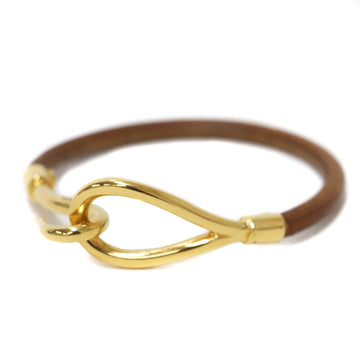 HERMES Bracelet Jumbo Leather Hook Vintage Brown Gold Accessory Jewelry Luxury