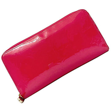 Long Wallet Zippy Pink Hot Monogram Vernis M93058 Patent Leather CA2136 LOUIS VUITTON Round Enamel