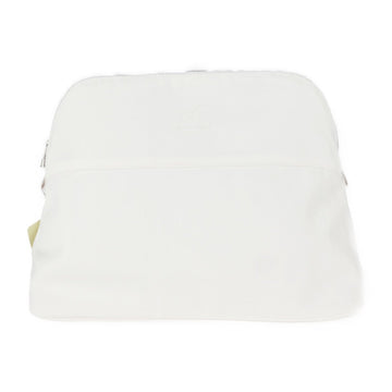 HERMES TROUSSE DE TOILETTE Toilet Bag Yurikiuma Second 102688M 01 Canvas BLANC White Pouch Clutch Cosmetic