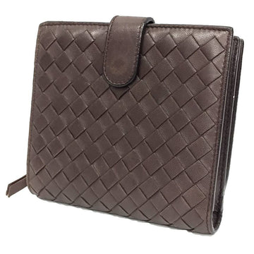BOTTEGA VENETA Intrecciato Leather Folding Wallet Bifold Brown Nappa Lambskin