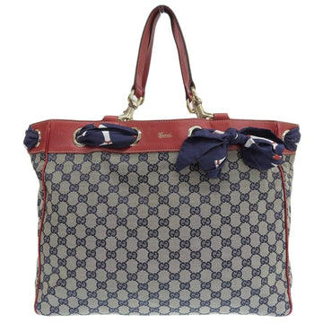 GUCCI GG canvas scarf tote bag beige x navy red 153033 467891