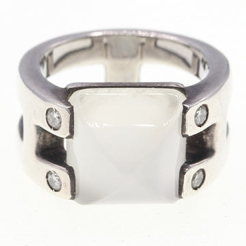 HERMES Ring Medor 4P Diamond Moonstone SV Sterling Silver 925 Size 51 Stone Women's