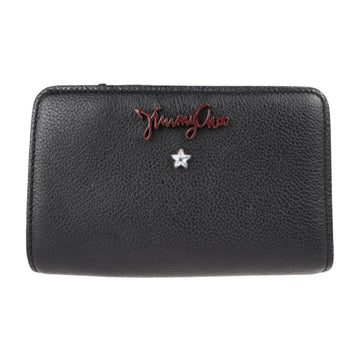 JIMMY CHOO bi-fold wallet leather black L-shaped zipper