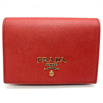 PRADA Wallet Red Leather Bifold  1MV021 Ladies