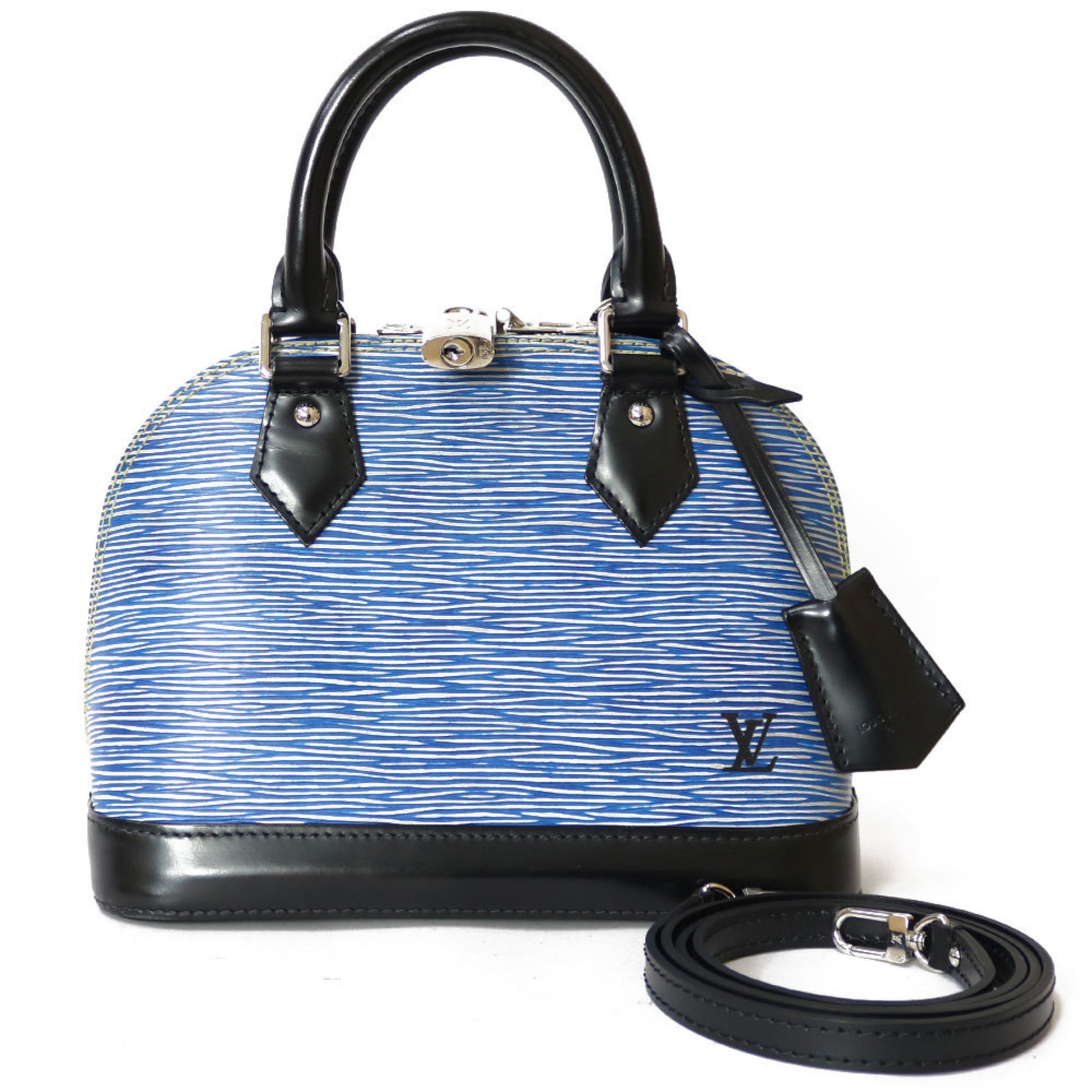 Louis Vuitton Alma BB Blue Melletage Denim Reverse Monogram calfskin.
