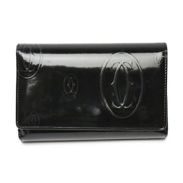 CARTIER L-shaped zipper enamel bifold wallet  black