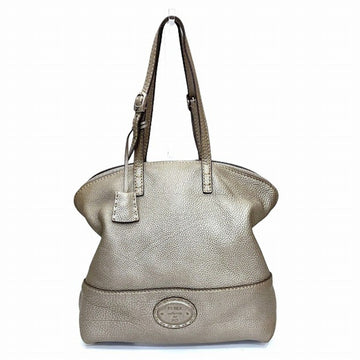 FENDI Selleria Leather Gray Bag Shoulder Tote Ladies