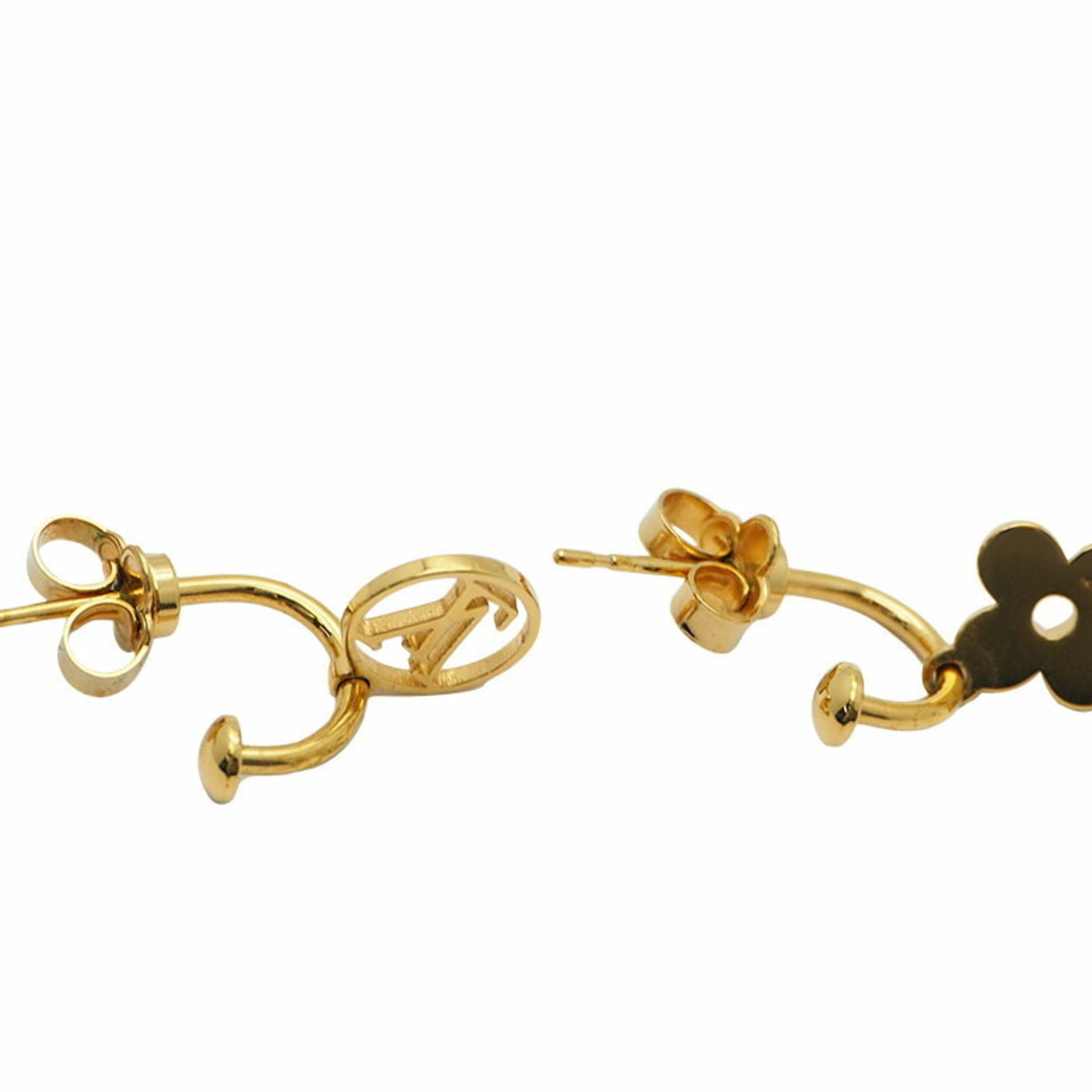 Louis Vuitton Bookle Dreille Blooming Earrings Gold M64859 LV Circle M