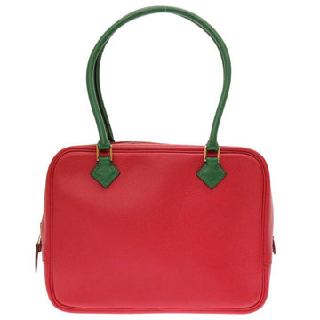 HERMES Plume Couchevel Rouge Vif Vert A stamp handbag bag red green