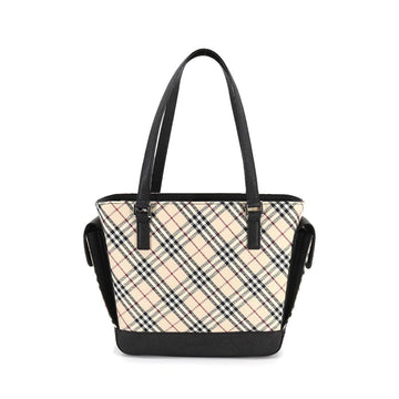 BURBERRY tote bag nova check canvas leather beige black silver metal fittings Tote Bag