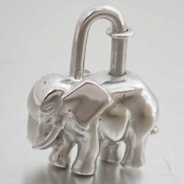 HERMES Cadena Animal Motif Elephant Silver Charm Pendant Women's Men's
