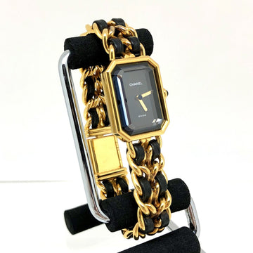 CHANEL Premiere M Gold Black Dial Quartz Watch Ladies ITKXN1V6RS08 RM5014D