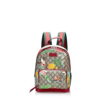 Gucci GG Supreme Tian Backpack 427042 Beige Red PVC Leather Ladies GUCCI