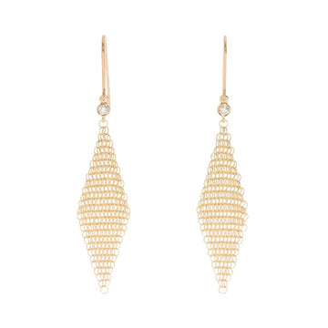 TIFFANY&Co. Mesh Diamond Earrings Mini K18 PG Pink Gold 750 Pierced