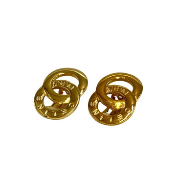 CELINE Vintage Circle Logo Motif Earrings Ear Cuff Accessories Women's Gold