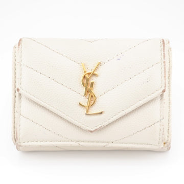 YVES SAINT LAURENT TGN505118 Compact Wallet Trifold Ivory Women's