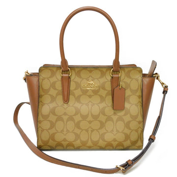 COACH Handbag Rear Satchel Logo Calf Gold Bicolor 2WAY Shoulder Bag Crossbody Signature 31957 Women's