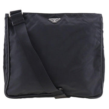 PRADA Triangle Logo Shoulder Bag Nylon Made in Italy Black Crossbody A4 Zipper Women's