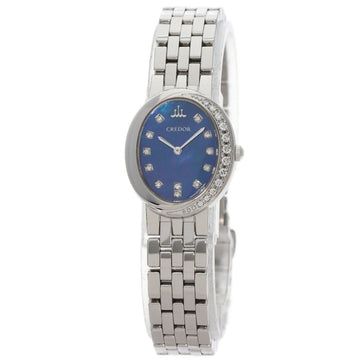 SEIKO GSWE857 5A70-0BP0 Credor Signo Diamond Watch Stainless Steel/SS/Diamond Ladies