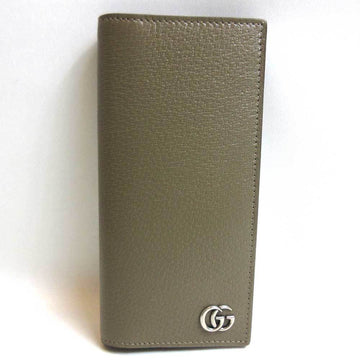 GUCCI Long Wallet GG Marmont Leather Bifold 428740 Khaki
